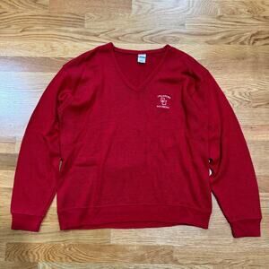 Vintage 1970s Champion Sweater Oklahoma Sooners Mens Large Collegiate V-Neck Red
